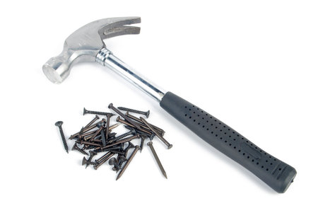 Nails and hammerの写真素材