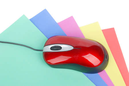 Computer mouse and color paperの写真素材