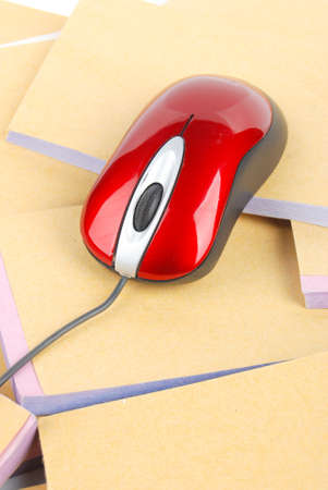 Computer mouse and documentsの写真素材