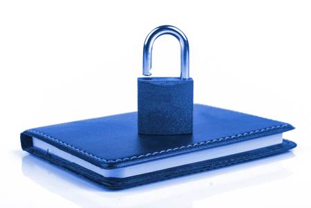 Notepad and padlockの写真素材