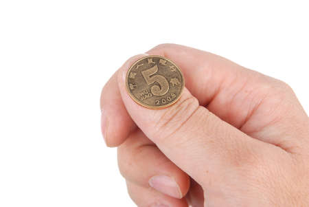 Finger and coinの写真素材