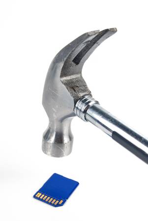 Hammer and SD cardの写真素材