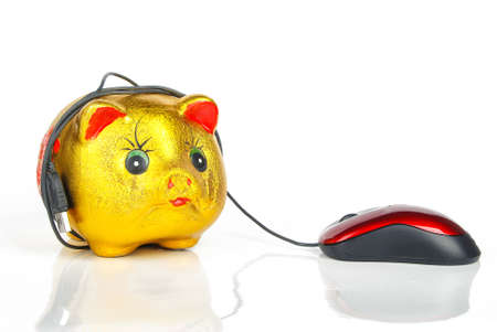 Piggy bank and Computer mouseの写真素材
