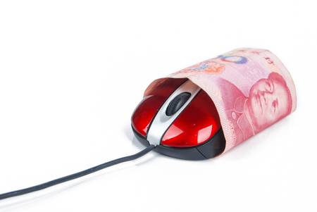 Computer mouse and currencyの写真素材