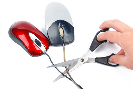 Scissors and mouseの写真素材