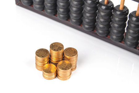 Coins and abacus