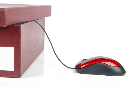 Computer mouse and boxの写真素材