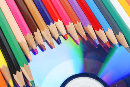 Color pencil and DVDの写真素材