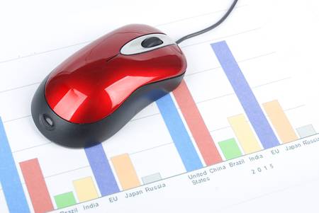 Red mouse and trend graphの写真素材
