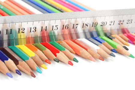 Ruler and color pencilの写真素材