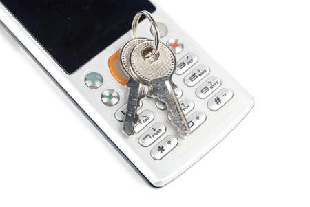 Mobile phone and keyの写真素材