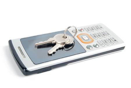 Mobile phone and keyの写真素材