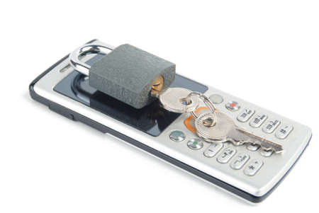 Mobilephone and padlockの写真素材