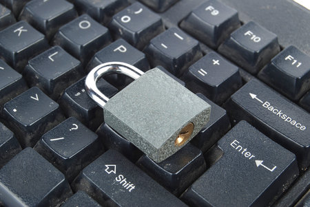 Computer keyboard and padlock
