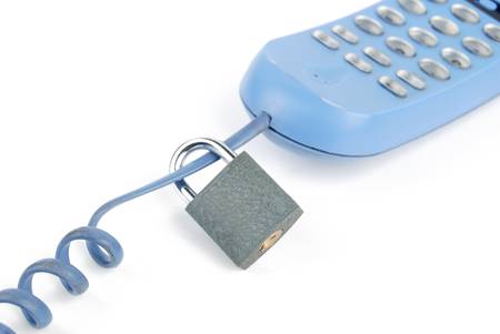 Telephone and padlockの写真素材