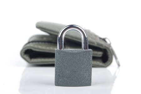 Wallet and padlockの写真素材
