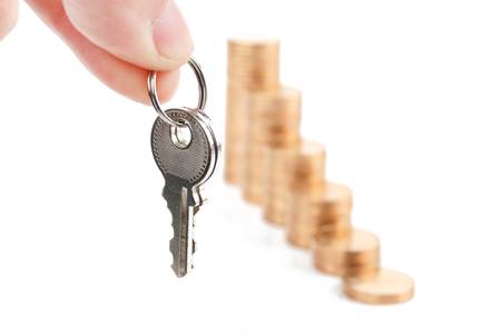 Coins and keyの写真素材