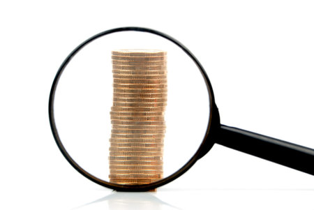 Magnifier and coins