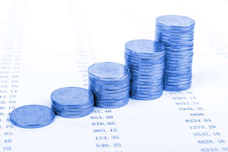 Coins on financial dataの写真素材