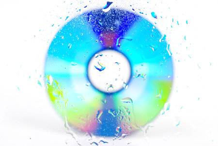 Drops of water on DVDの写真素材