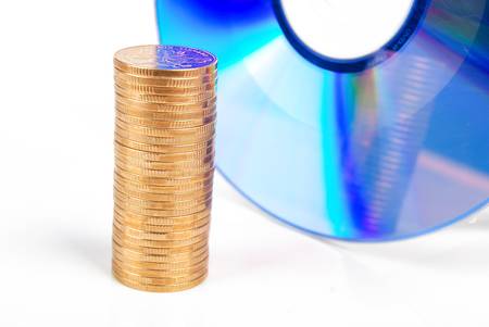 Coins with DVDの写真素材
