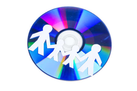 Paper men with DVDの写真素材