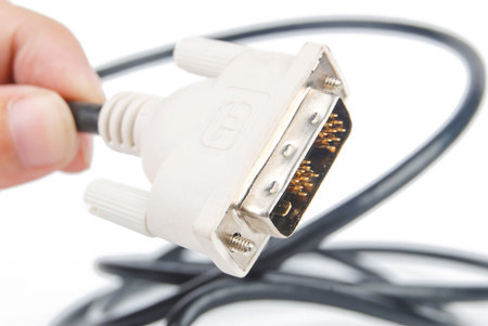 DVI cable on white background