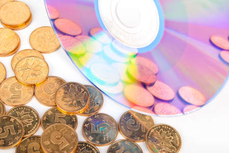 DVD with coinsの写真素材