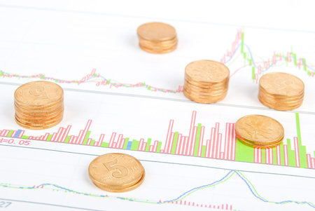 Coin on stock chart