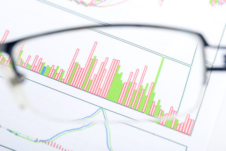 Eyeglasses and stock chartの写真素材