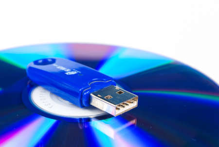 USB flash disk on DVDの写真素材