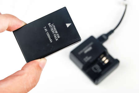 Camera battery with chargerの写真素材