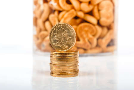 Coin with cookiesの写真素材