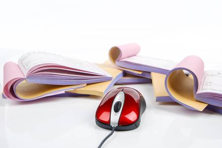 Computer mouse with billsの写真素材