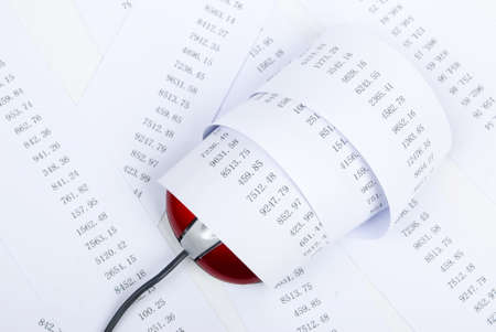 Computer mouse with financial dataの写真素材