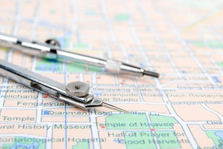 Navigation tool with mapの写真素材