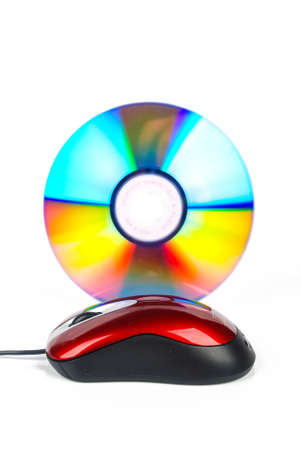 Red mouse with DVDの写真素材