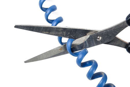 Cutting telephone cordの写真素材