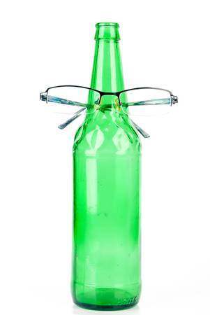 Beer bottle and glassesの写真素材