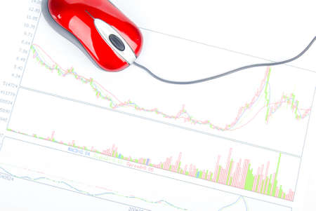 Computer mouse on stock graphの写真素材