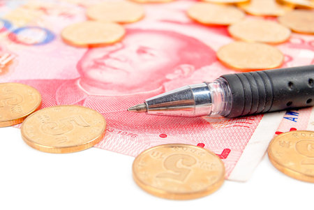 Chinese currency with pen