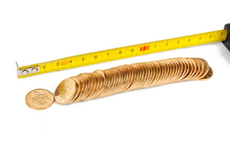 Stack coin with rulerの写真素材