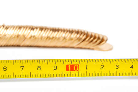 Stack coin with rulerの写真素材