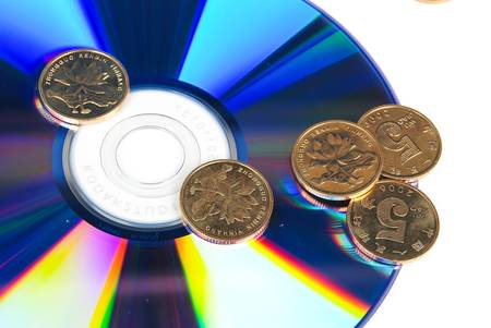 DVD with coinの写真素材