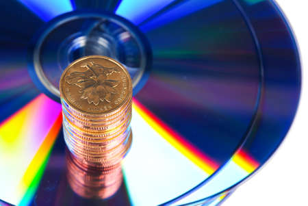 DVD with coinの写真素材