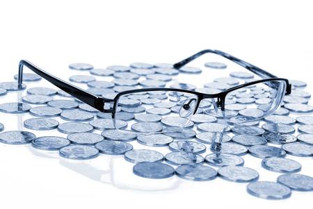 Coin with glassesの写真素材