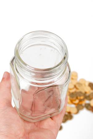 Coins and jarの写真素材