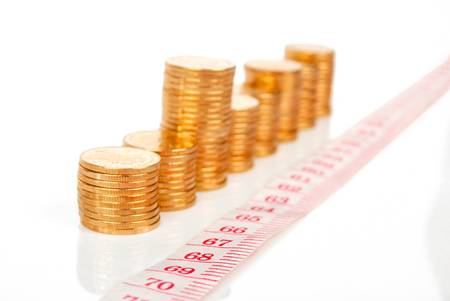 Coin and tape lineの写真素材