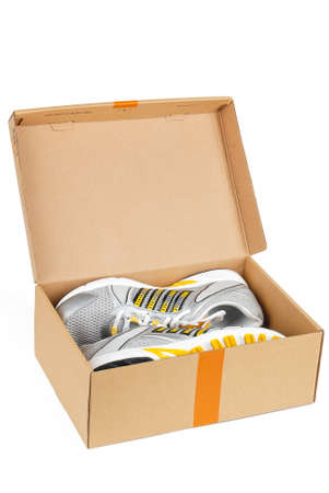 Sport shoes in boxの写真素材
