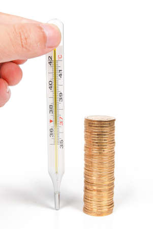 Thermometer and coinの写真素材